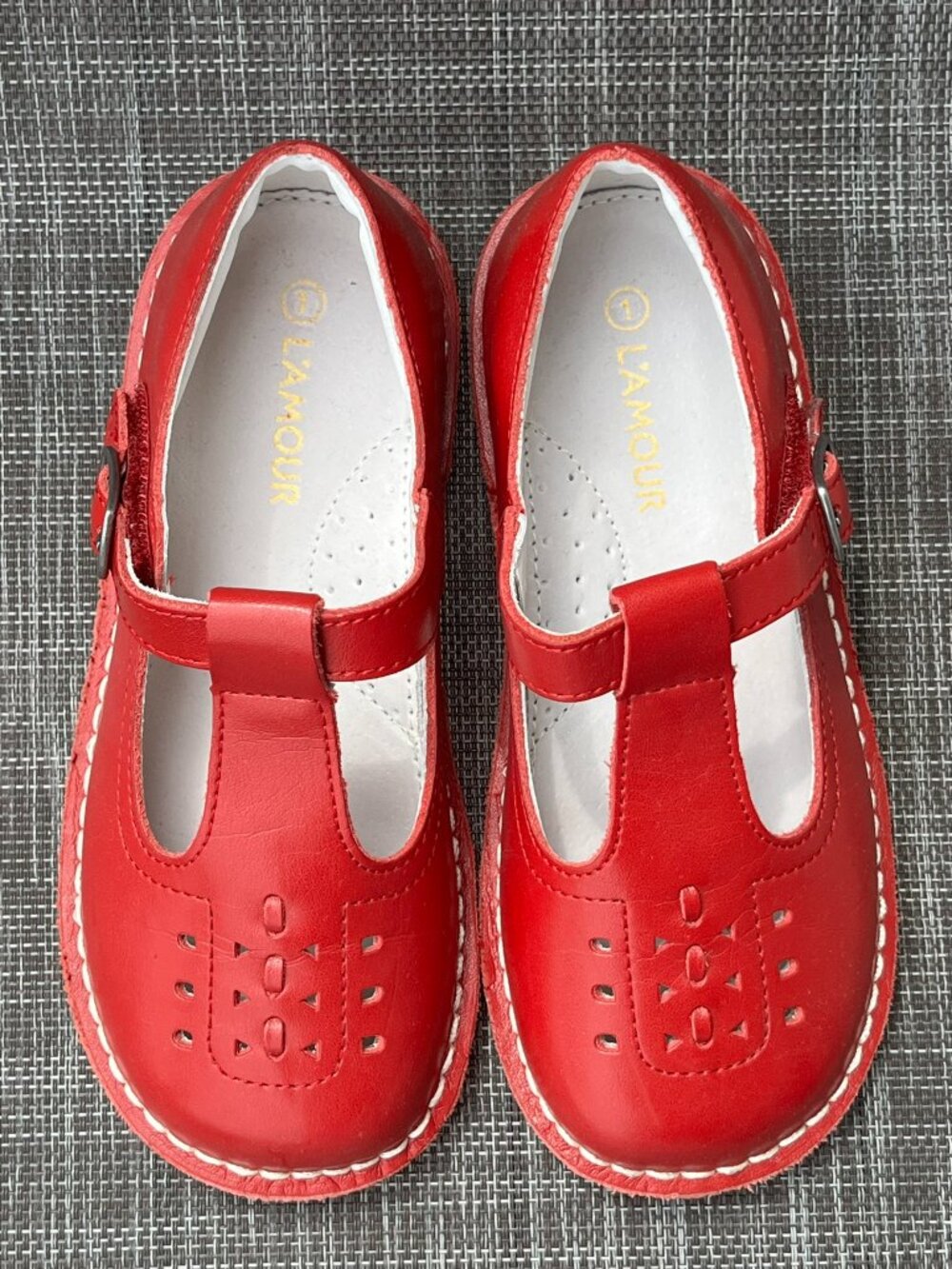 Size 1 L'Amour Kaia Red T-bar Shoes